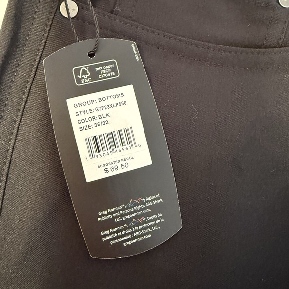Mens NWT‎ 36x32 Performance Pants Greg Norman Stretch Comfort Classic Black Golf - Picture 5 of 16